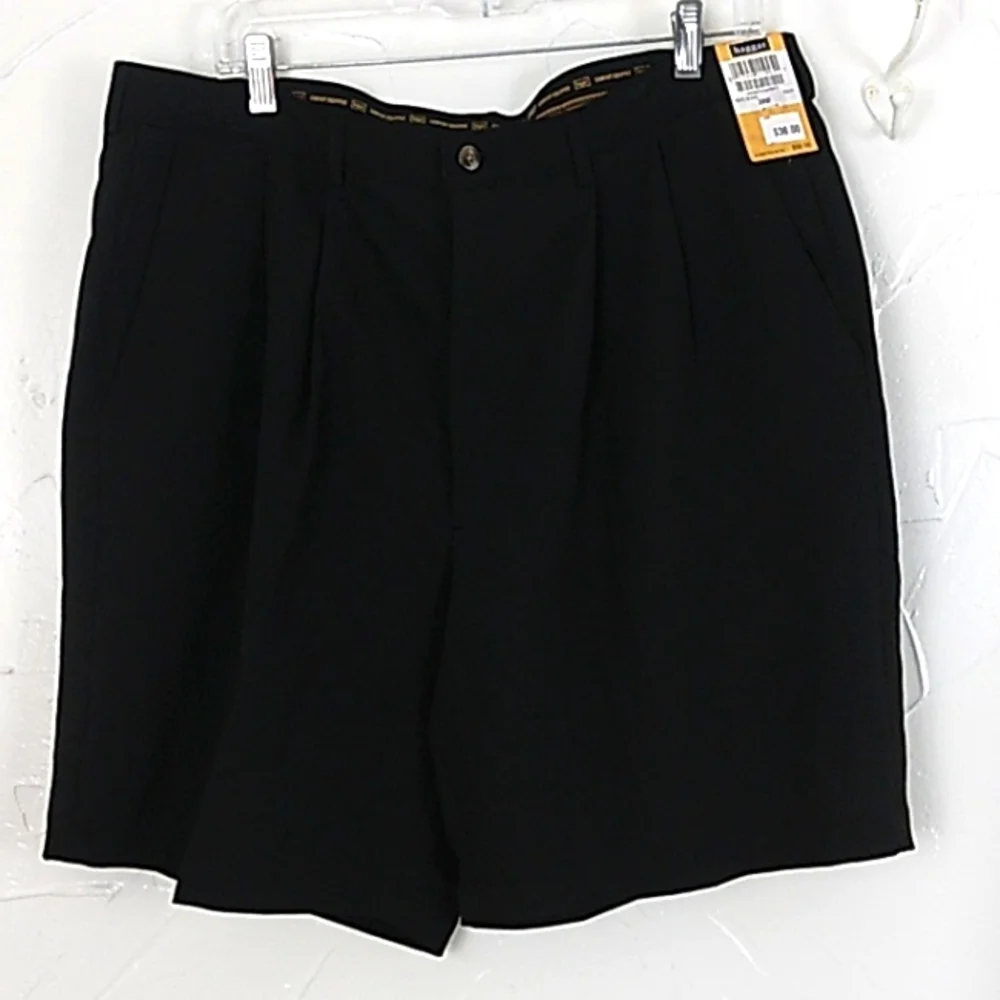 Haggar Black Shorts NWT Men's Size 38W Comfort Waistband‎ Pleated Front Q…